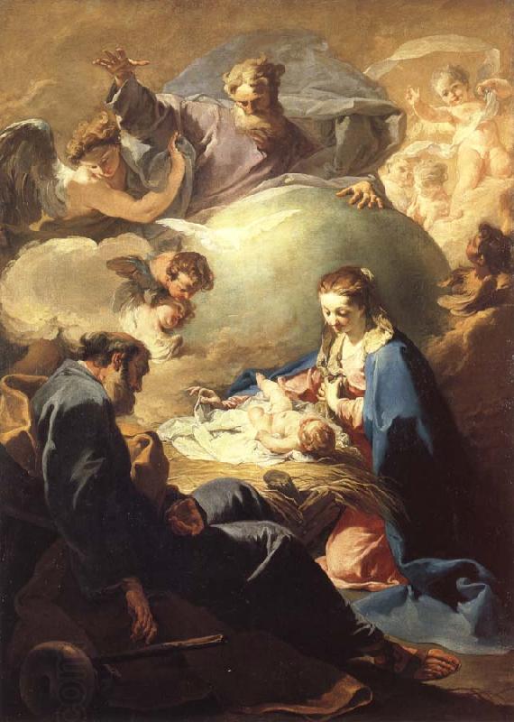 PELLEGRINI, Giovanni Antonio The Nativity with God the Father and the Holy Ghost oil painting picture